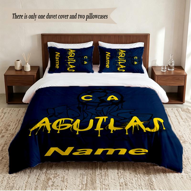 Club America Personalized Custom Name 3‑Piece Bedding Set Soft Duvet Cover Set For Bedroom Home Decor