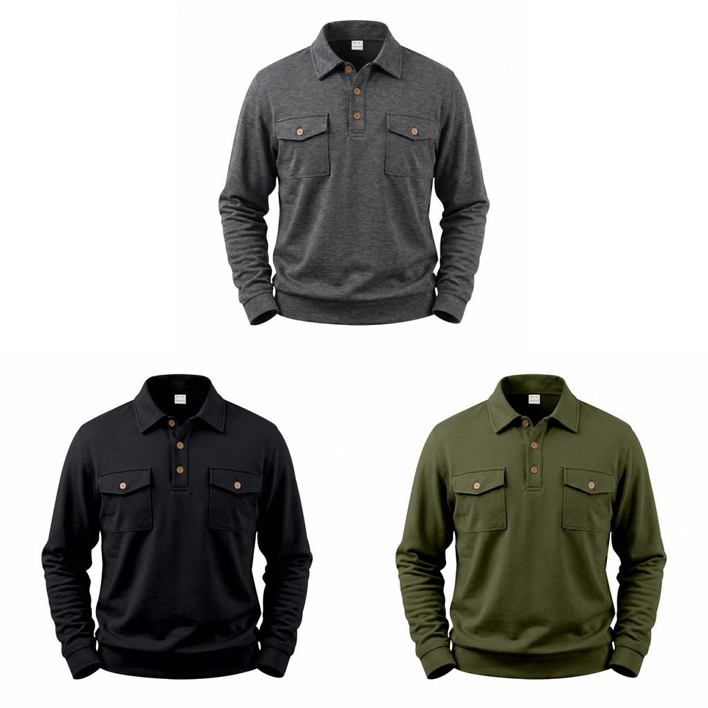 Polo Shirt For Men Polyester Long Sleeve Casual Fashion Urban Style For Spring Autumn