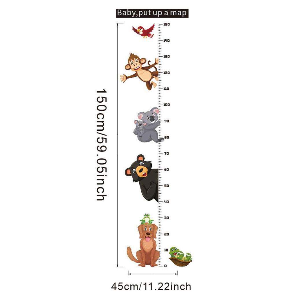 Animal Growth Chart Wall Sticker for Kids Room Nursery Self-Adhesive Height Ruler Baby Measure Decal Decor
