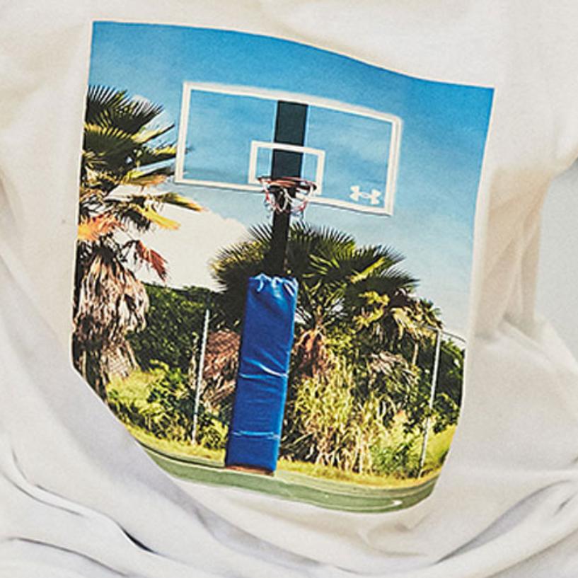 Under Armour Short Sleeve Graphic Print Crew Neck T-Shirt Men Tops White 1361923-100