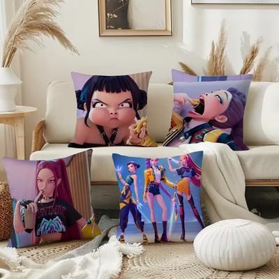 Movie KPop Demon Hunters Pillow Case Square DoubleSided Printing Short Plush Sofa Cushion Cover Bedroom Bedside Pillow