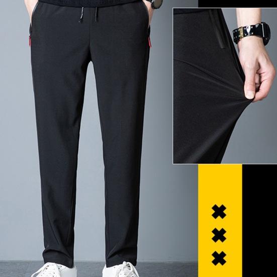 Pantaloni de costum pentru bărbați, largi, elastici, drepti, cu șnur, talie elastică, moale, respirabili, de culoare uni, pentru antrenament de gimnastică, pentru jogging, pantaloni de sport Ninth