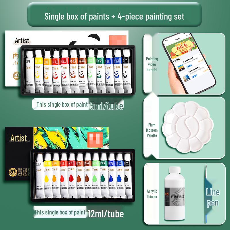 Acrylic Paint Set: 24 Colors, Waterproof, Fade-Resistant, Ideal for DIY Wall Art & Children's Projects.