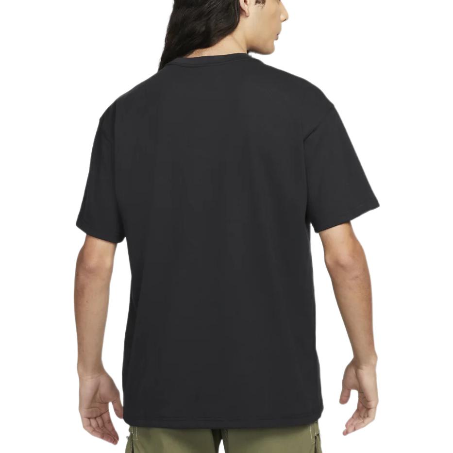 Nike חולצת טי קצרה שרוול קצר צווארון עגול צבע אחיד עם הדפסת לוגו גברים עליוניות שחור DQ1816-010