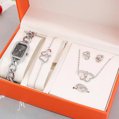 5pcs Set Watches Women Simple Bracelet Watch Girls Quartz Wristwatches Clock Women's Fashion Casual Stainless Steel Wristwatch Reloj Mujer