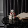 Halloween Skeleton Couple Resin Figurine, Vintage Gothic Skull Couple Statue, Holiday Party Home Decoration for Shelf Table Mantel