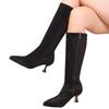 Stivali alla Moda con Tacco Sottile Invernali Sottopiede in Camoscio Punta Appuntita Taglia Grande Tacco Medio Stivali Skinny Donna