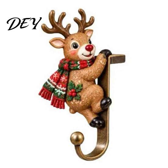 Holiday Ornament Hangers Christmas Stocking Holders for Mantle, Santa Claus/Reindeer/Nutcracker/Red Bird Metal Fireplace Tree Clips Hangers, Farmhouse