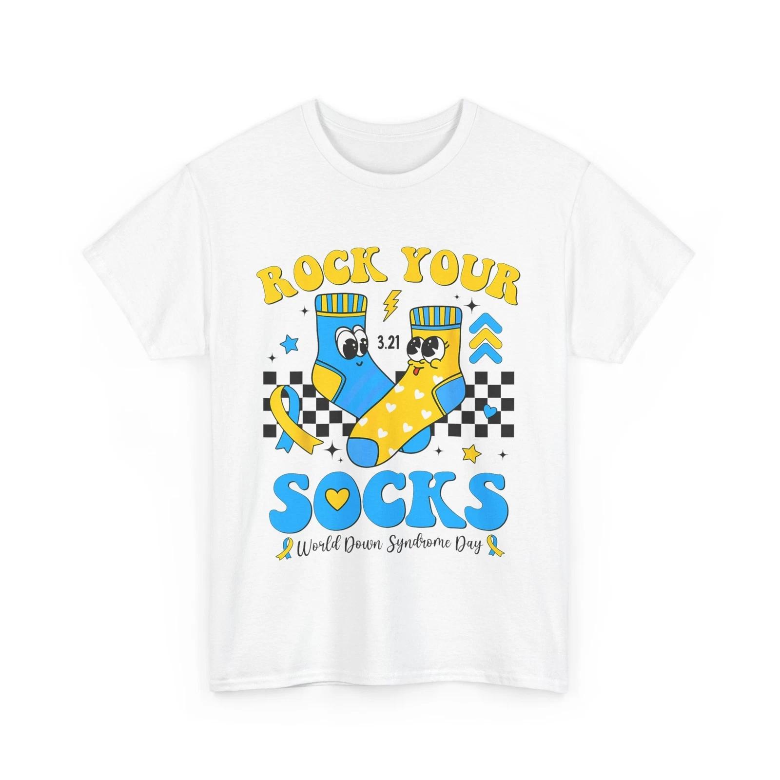 Down Syndrome Awareness T shirt, Rock Your Socks Ribbon Cute T shirt M