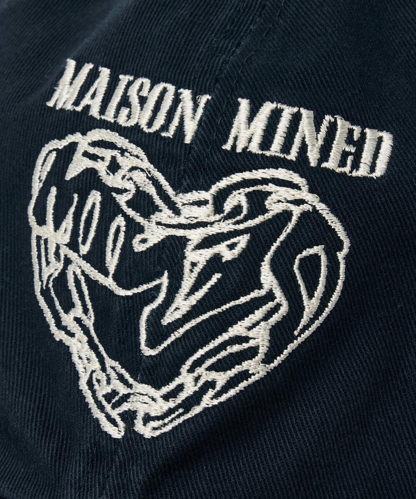 MAISON MINED Doodle Heart Vintage Washed Ball Cap Navy