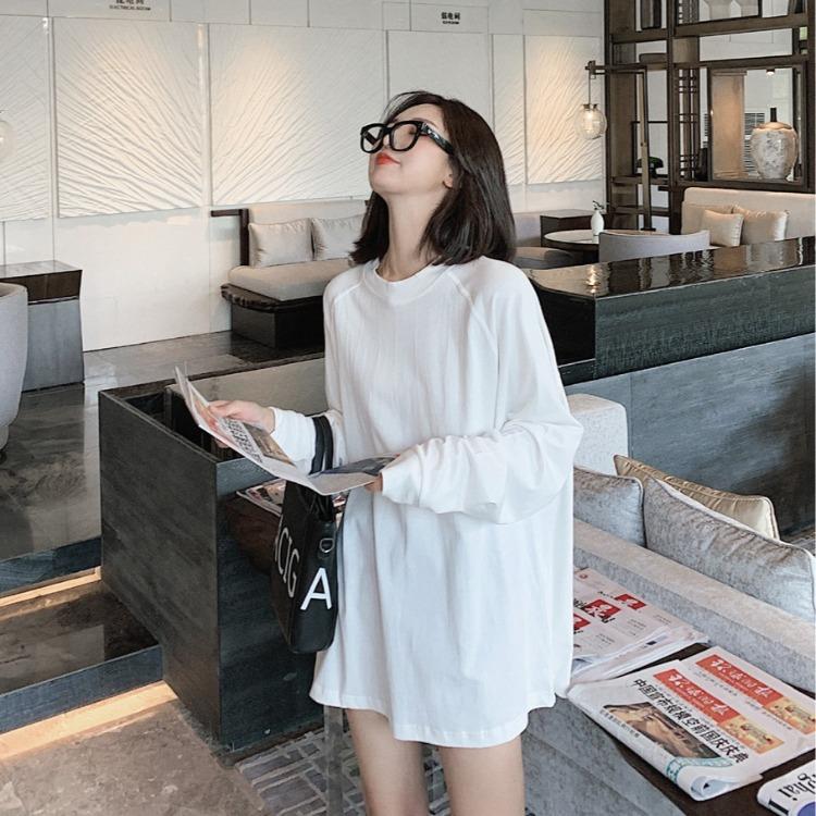 Fall Fashion Loose Fit Round Neck Long Sleeve Womens Tshirt Basic Tee