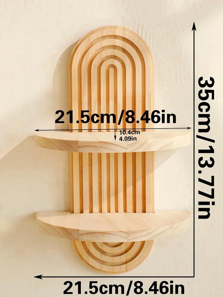 Wooden Wall-Mounted Storage Rack, Bohemian Style Display Rack, Modern Home Decoration, Living Room And Bathroom Decoration