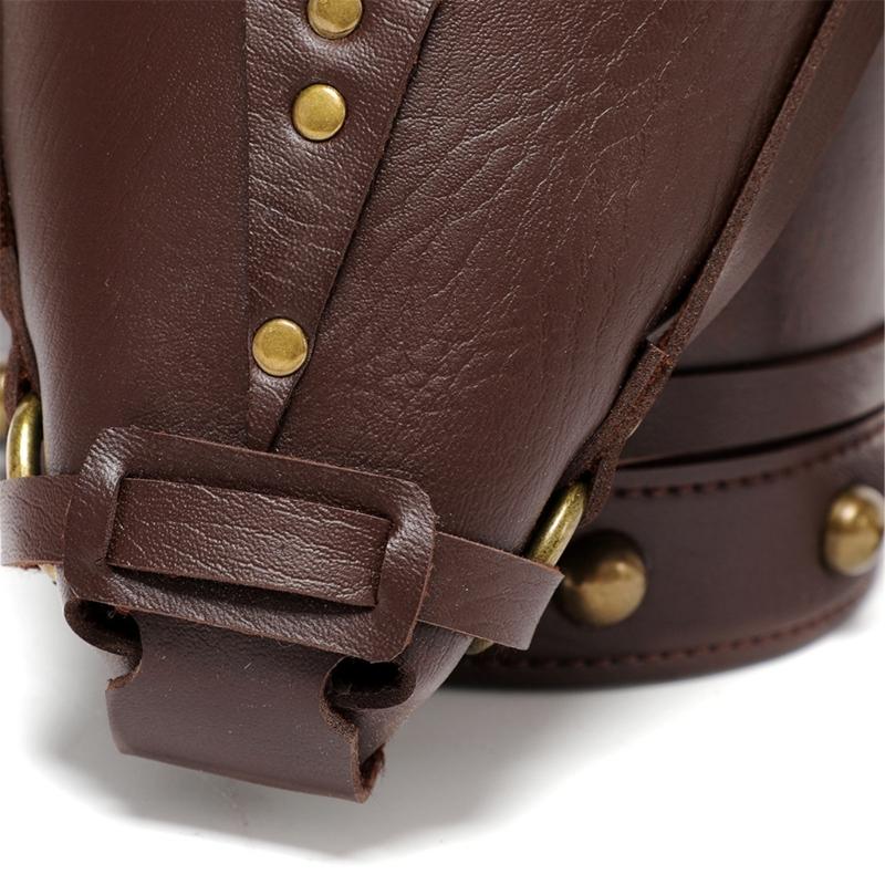 Womens Medieval Vintage Horse Head PU Leather Crossbody Bag Shoulder Bucket Bag Drawstring Pouch for Costume Parties