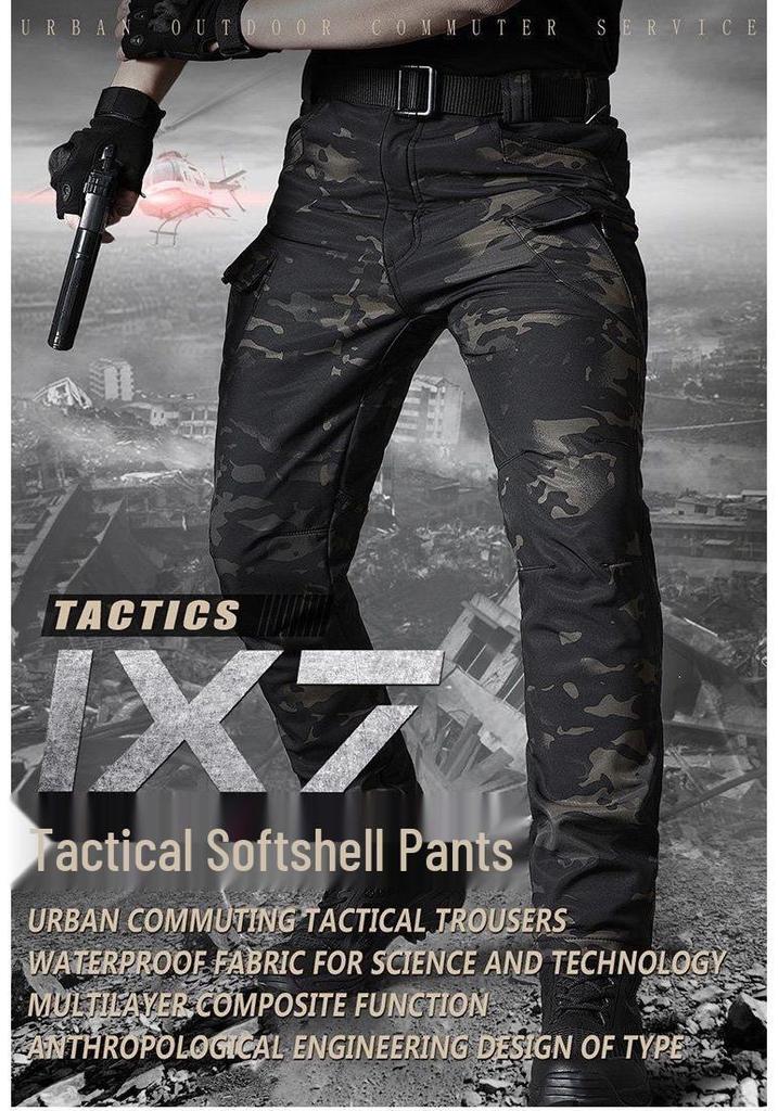 ix7 Men's Fleece-Lined Waterproof Windproof Winter Pants - Warm, Casual Cargo Style for Outdoor Activities