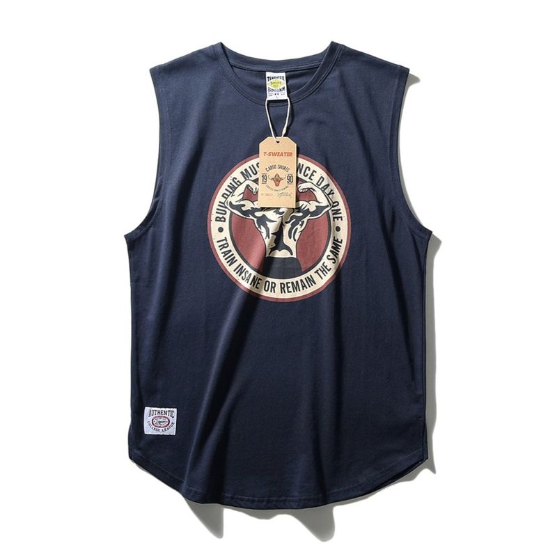 Fitness Vest Men's Summer Loose Training American Sports Wait Lifting Cotton Vest Men Hurdle Sleeveless T-shirt