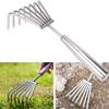 Hand Rake Cultivator Claw Soil Tiller, Stainless Steel Garden Tool Rakes with 7 Tines, Small Beach Rake for Gardening Cultivating Loosening Weeding D