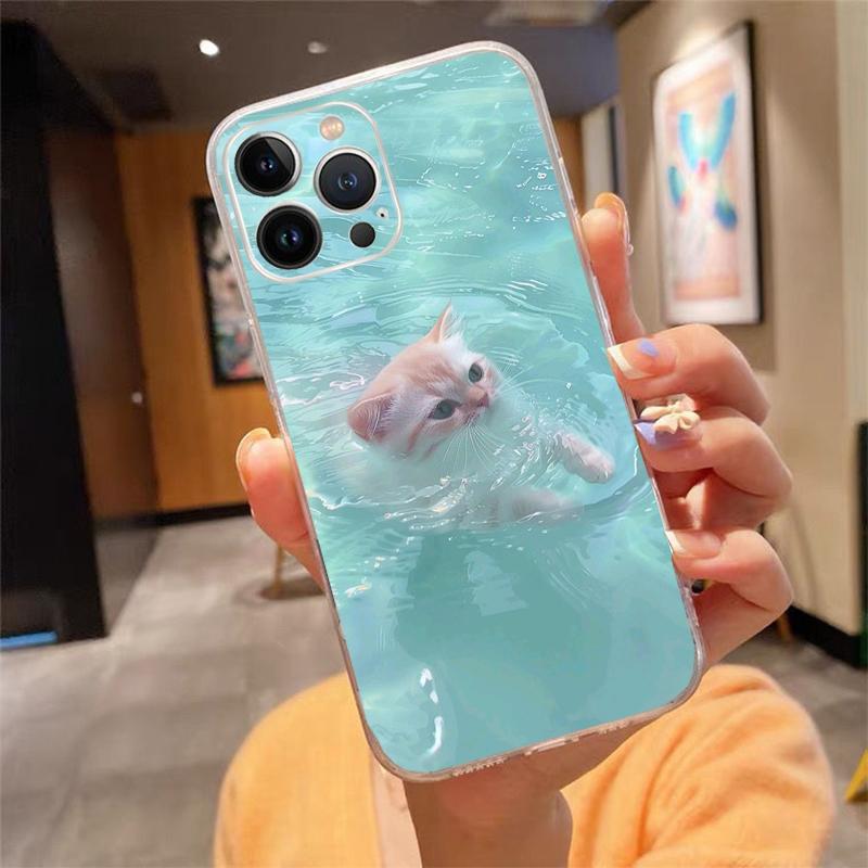 

Чехол для телефона с милым котом для iphone 15 14 Pro Max 13 12 11 Pro Max XSMax XR 12 13 mini 14 Plus iphone 13