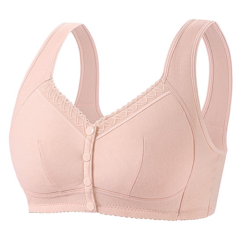 Soft Cotton Cup Front Buckle Glossy Underwear Women's No Steel Ring Wide Shoulder Strap Vest New Large Size Bra
