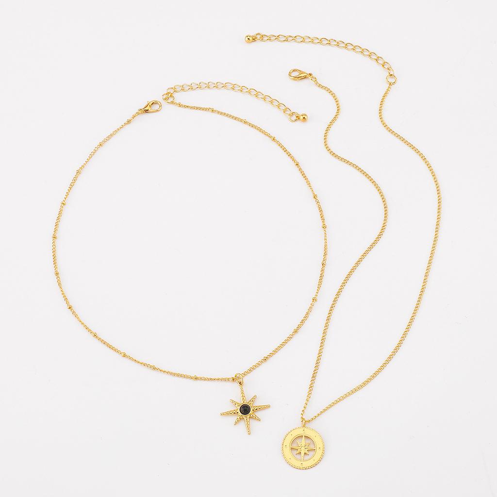 European and American Fashion Personalized Fringed Moon Star Necklace, Retro Temperament Diamond-set Design Clavicle Chain