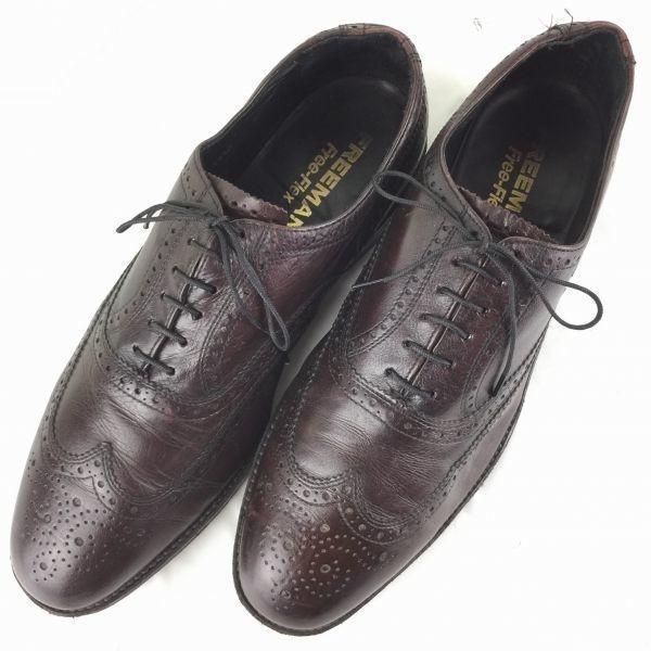 FREEMAN Vintage Full Brogue Wingtip Business Shoes Brown size 10.5D(USED)