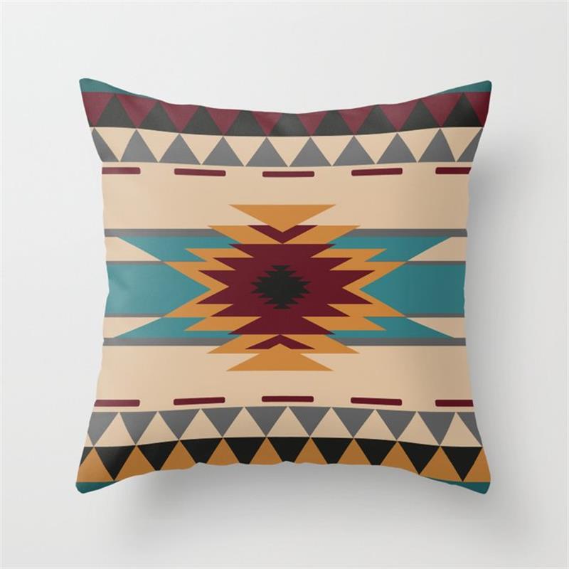 Ethnic Style Pillowcase Abstract Retro Geometric Linen Pillowcase Indian Style Decorative Cushion Cover