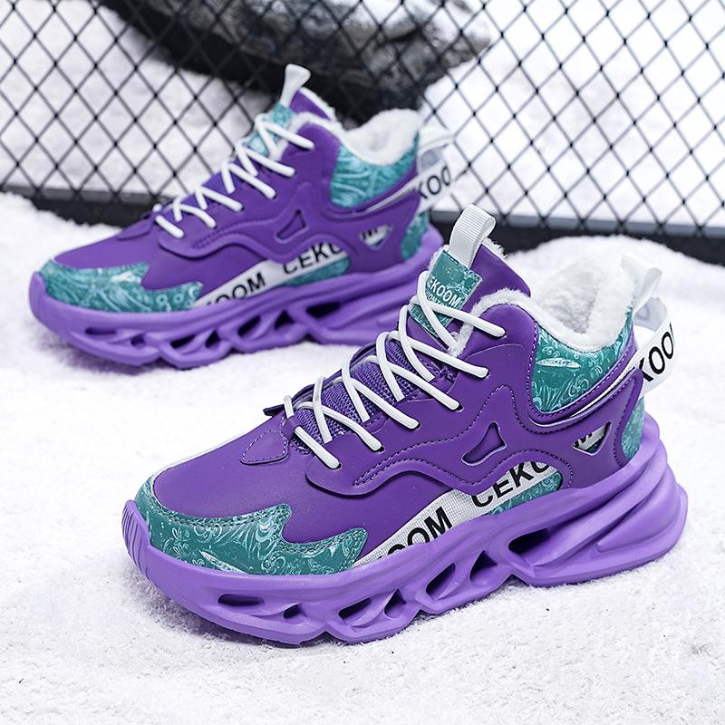 

TUINANLE Осень и зима Добавить Кашемир Теплые хлопковые туфли для отдыха Спортивные мужские кроссовки Нескользящие зимние ботинки 44 фиолетовый