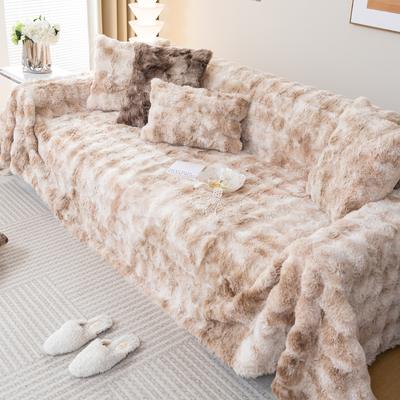 Luxuriöser Sofabezug aus Kaninchenfell-Plüsch, superweiche Handtuchdecke, rutschfest, universeller 1/2/3/4-Sitzer-Couchbezug aus Leder, dick