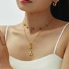 Qiong Yao Luxe Stainless Steel Mother-of-Pearl Clover Heart Necklace with Adjustable Gold PVD Coating