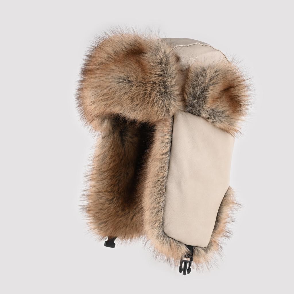 Retro Leather Hat Men's Winter Velvet Thickened Outdoor Ear Protection Hat Imitation Mink Plush Cold-proof Hat Women