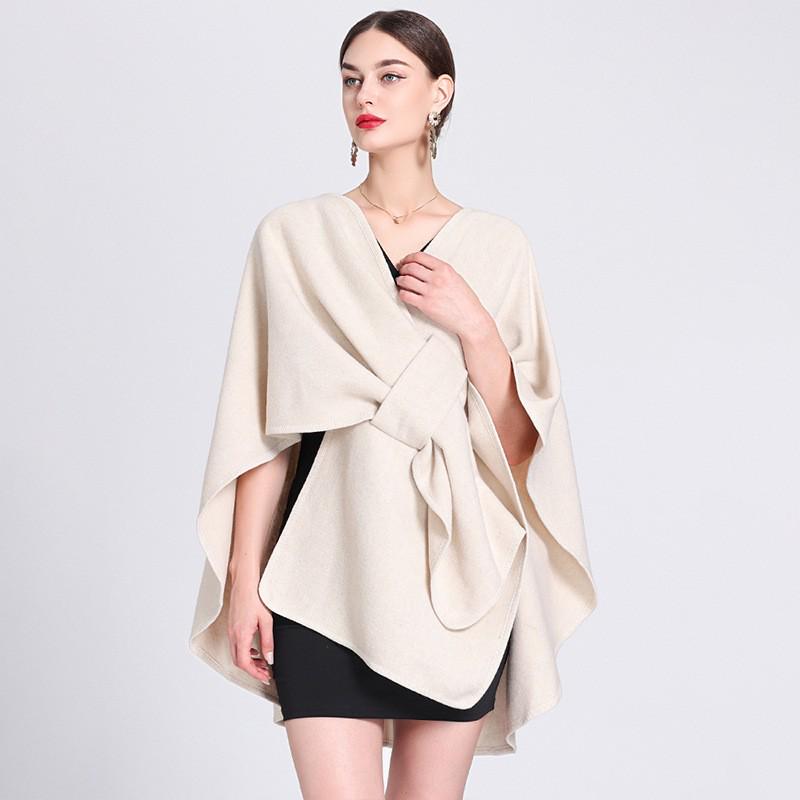 Autumn & Winter Fashion Scarf Shawl Cape: Plus Size Knit Cardigan Cloak Jacket for Women