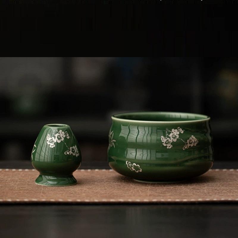 Azure stone Matcha Handmade Home Easy Clean Tea Set Tool Stand Kit Bowl Whisk Scoop Gift Ceremony Traditional Chinese Accessorie