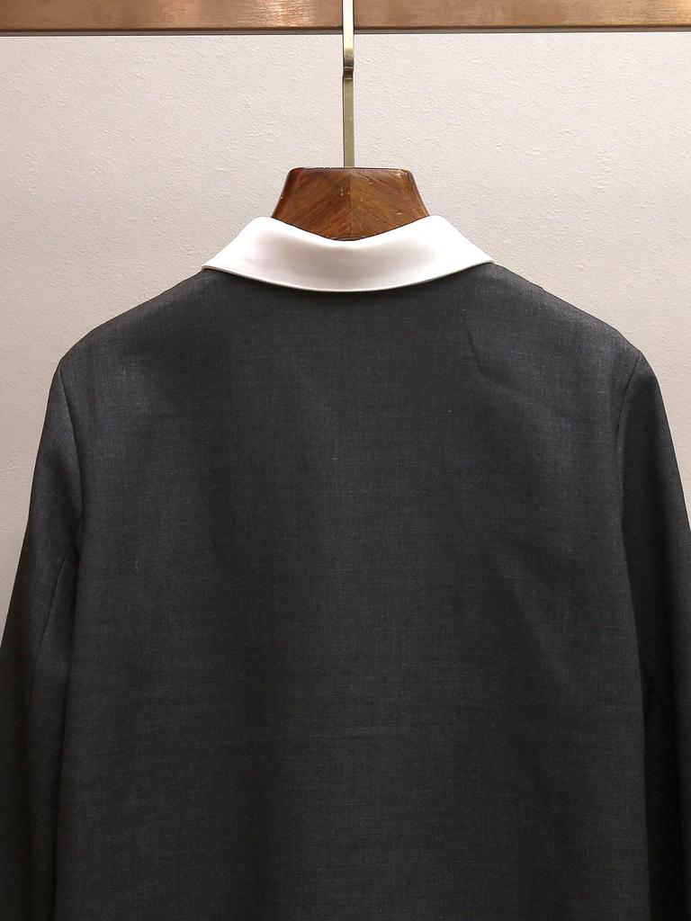 Spring Gray Color Block Ruffle Patchwork Dress for Women