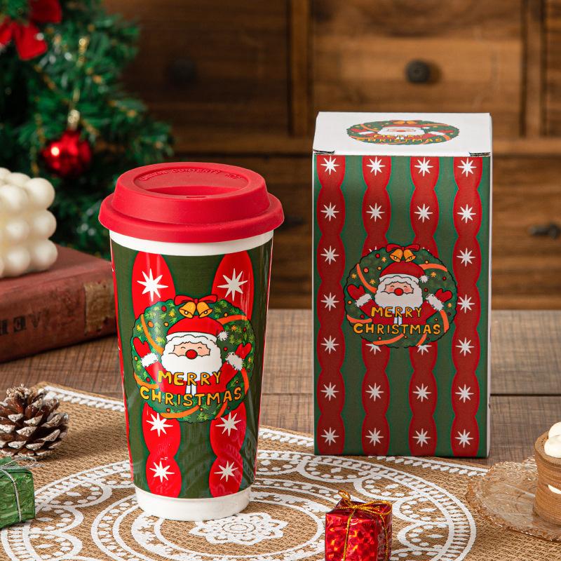 Christmas Souvenir Mug with Lid Mug Ceramic Mug Christmas Souvenir Coffee Mug Portable Mug