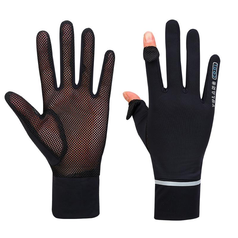 

Весенние и летние женские солнцезащитные перчатки с двумя пальцами, анти-УФ-защитой, тонкие, шелковые, прохладные, для езды на велосипеде, с полным пальцем, для женщин average size