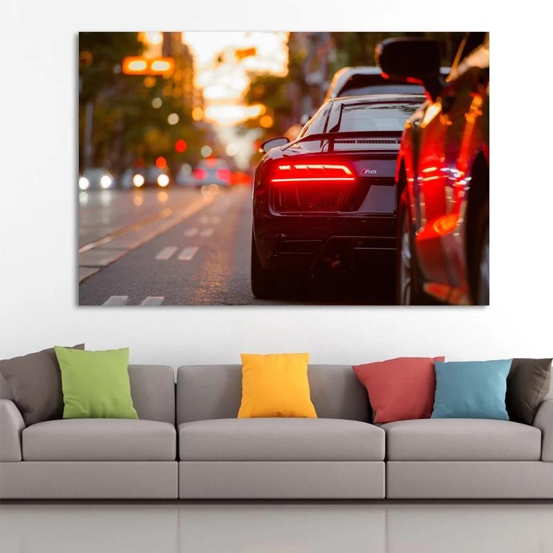 

Рамка из цельного дерева Audis R8, вид сзади, фары, плакаты с суперкарами, домашний декор, настенная живопись, холст, украшение для комнаты