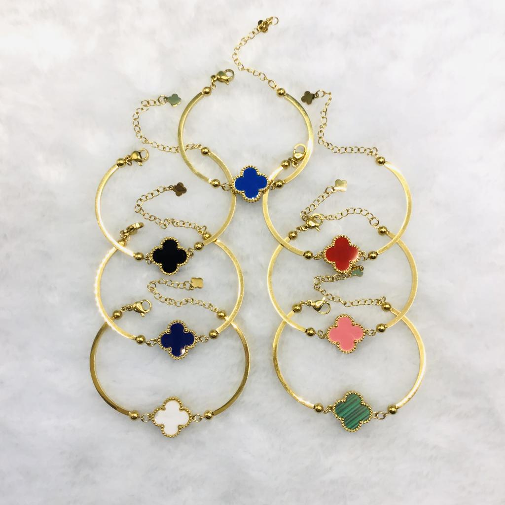 New Fashion Titanium Steel Four-Leaf Clover Bracelet Fashion High-Grade Ladies Bracelet