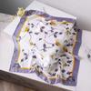 70x70cm Lightweight Cotton Silk Square Scarf With Boho Floral Print Breathable Neck Wrap Women