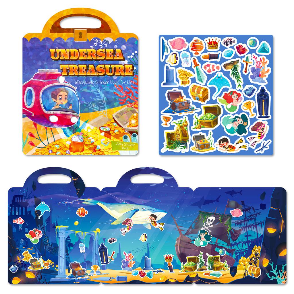 Children's Sticker Book Early Education Concentration Cultivation Repeatedly Paste Treasure Ocean Scene Sticker Book