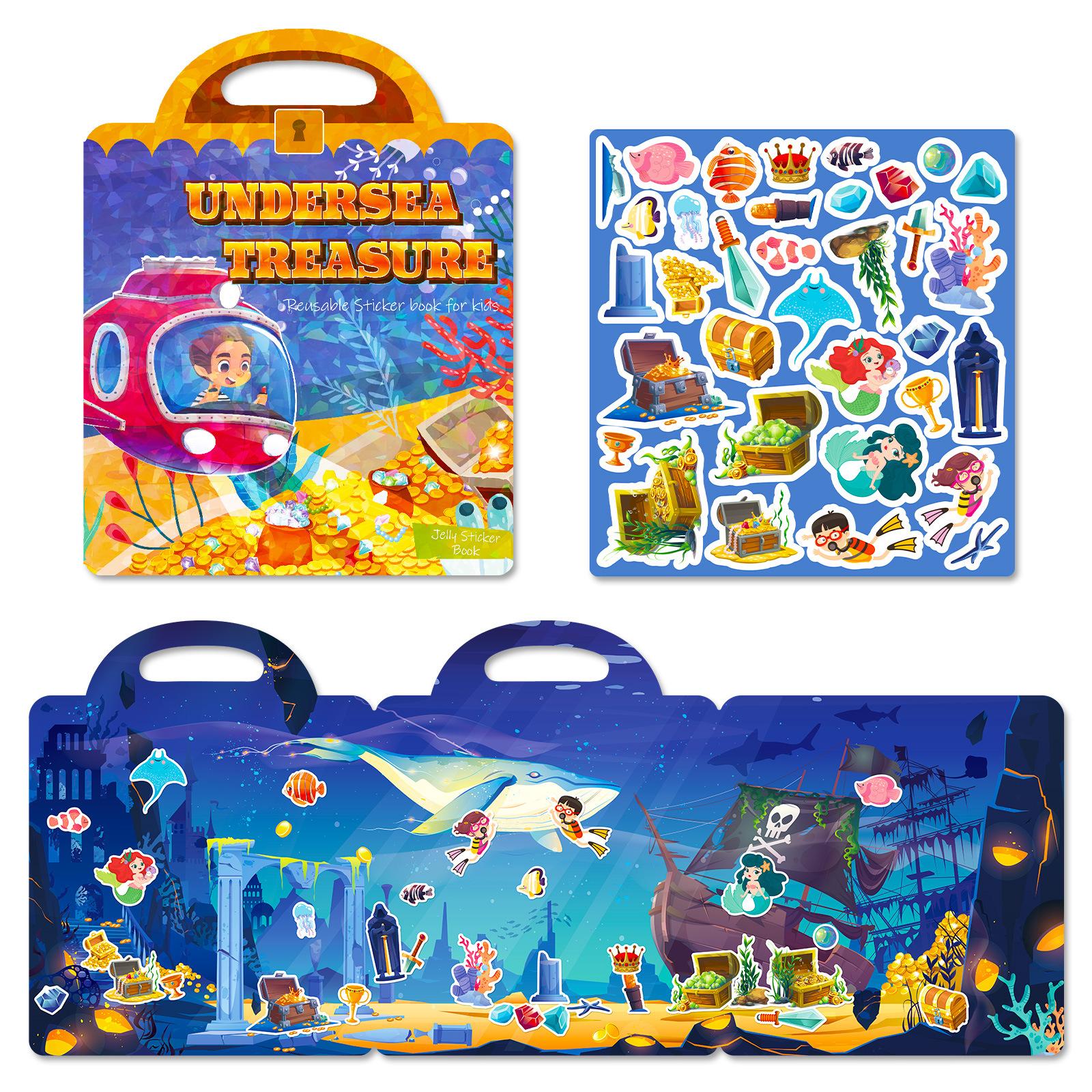 

Детская книга с наклейками Раннее развитие Развитие концентрации Многократное наклеивание Сокровищница Океанская сцена Книга с наклейками