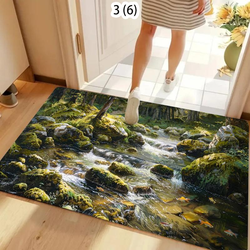 

Forest Moss Stream Rug Carpet Mat Non-Slip for Entryway Bathroom Kitchen Wilderness Home Decor Floor Mat Door Mat 40cm x 60cm