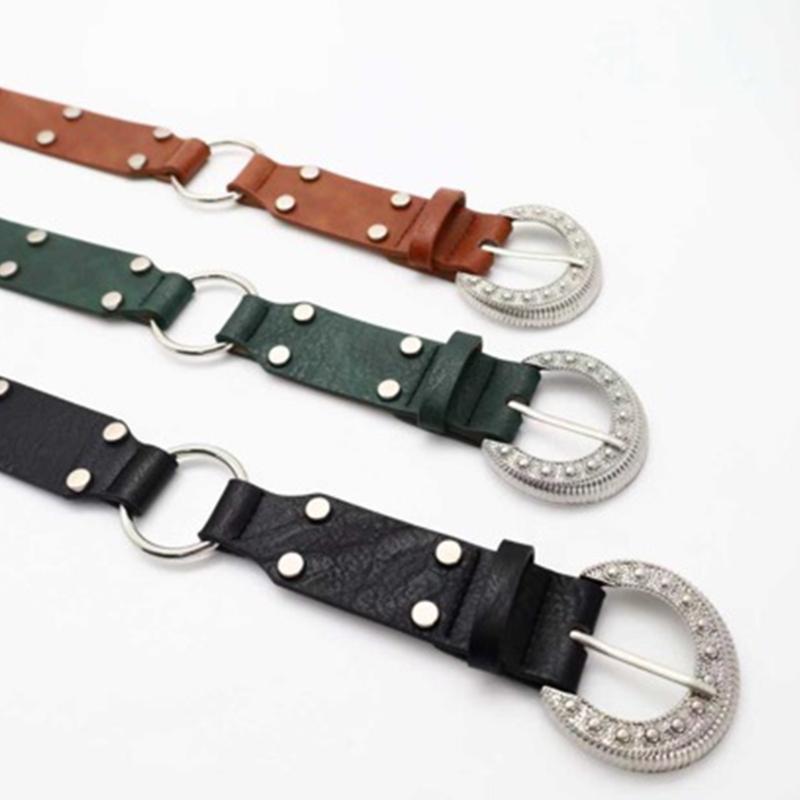 Rivets Punk Studded Belt Adjustable Buckles For Men Women Casual Wear Adjustable Length