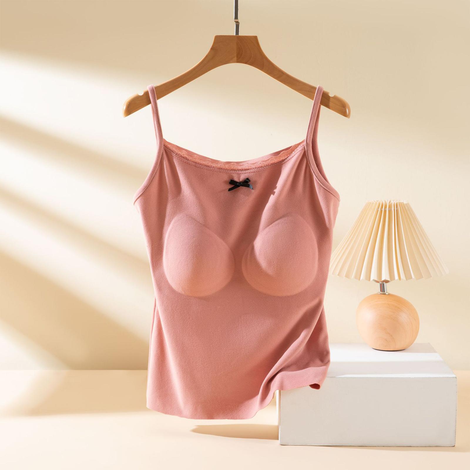 Tank Tops Women Double Lined Tank Top Built In Bra Tank Top With Built In Bra Womens Vest Tops Ladies Vest Tops L розовый