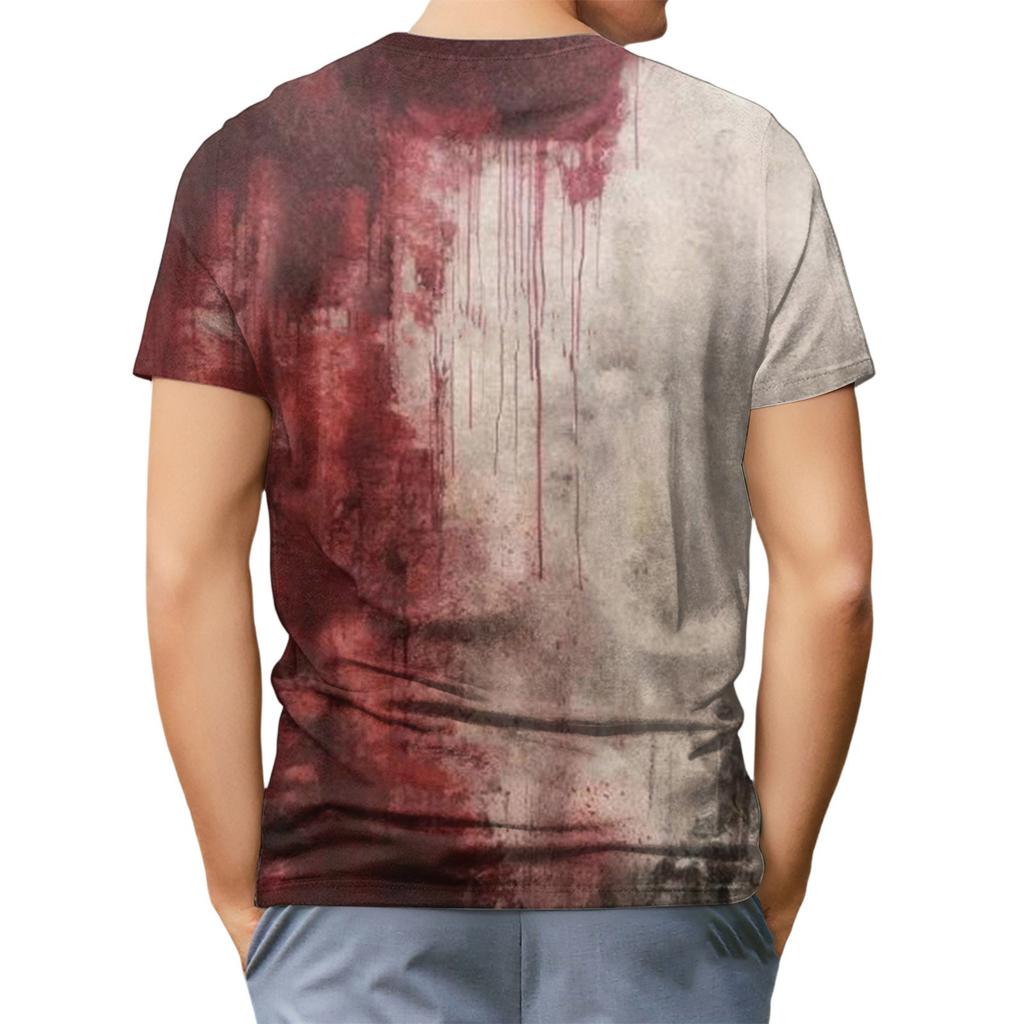 Pánské tričko s krátkým rukávem s potiskem Halloweenu, s kulatým výstřihem, bavlněného vzhledu