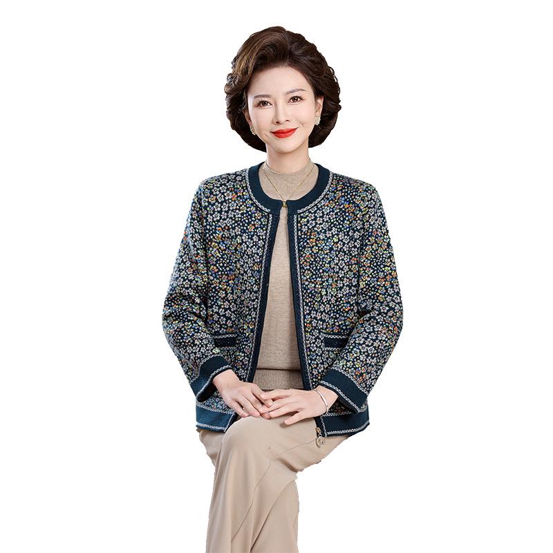 Women's Autumn Knit Cardigan for Middle-aged and Elderly 