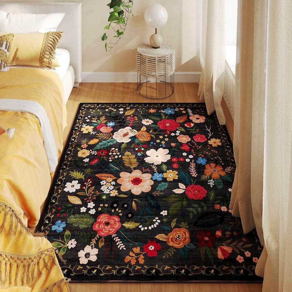 Non-slip Floor Mat Soft Door Gasket Portable Flower Carpet  for Living Room Tea Table Bedside