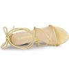 Allegra K Women's Lace-Up Sandals with Straps and Chunky Heels, Gold, Size 25.0cm