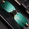 Trendy Classic Rimless Sunglasses Women Men Dark Green Lens Sun Eyeglasses Vintage Retro Small Square Eyeglasses Outdoor Use Rectangle Glasses