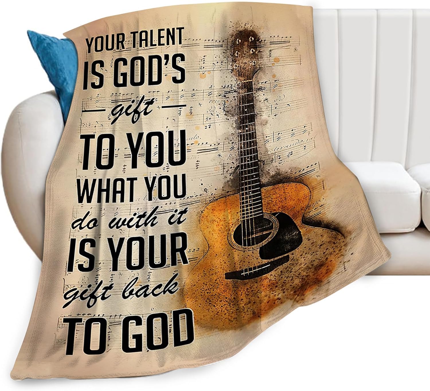 

Guitar Music Fleece Throw Blanket Soft Cozy Warm Gift for Men Women Kids Perfect for Couch Bed Sofa Size x Inches 100x150cm