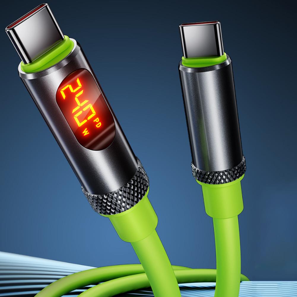 240W Super Fast Charging Dual Type-C Car Data Cable 1.2m/2m Intelligent Digital Display Thick Core Anti Interference Car Chargin