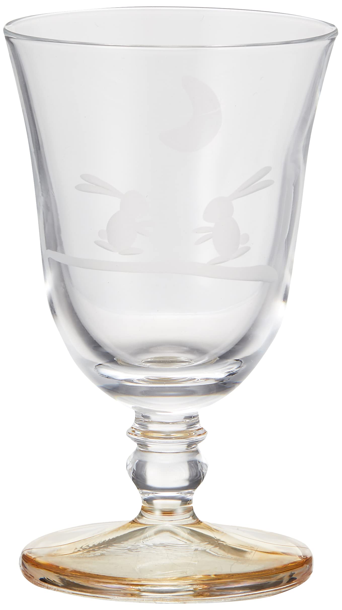 

Otsuka Glass (Otsukaglass) Glass with Stand, Chilled Sake Glass, Approx. 70ml, Kiriko Moon Rabbit Design, Amber, Made in Japan, 13H055-AMB